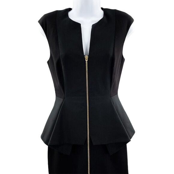 Ted Baker Jumana Zip Front Peplum Sheath Zip Up Fitted Black Dress Ted Size 1 - Picture 5 of 10